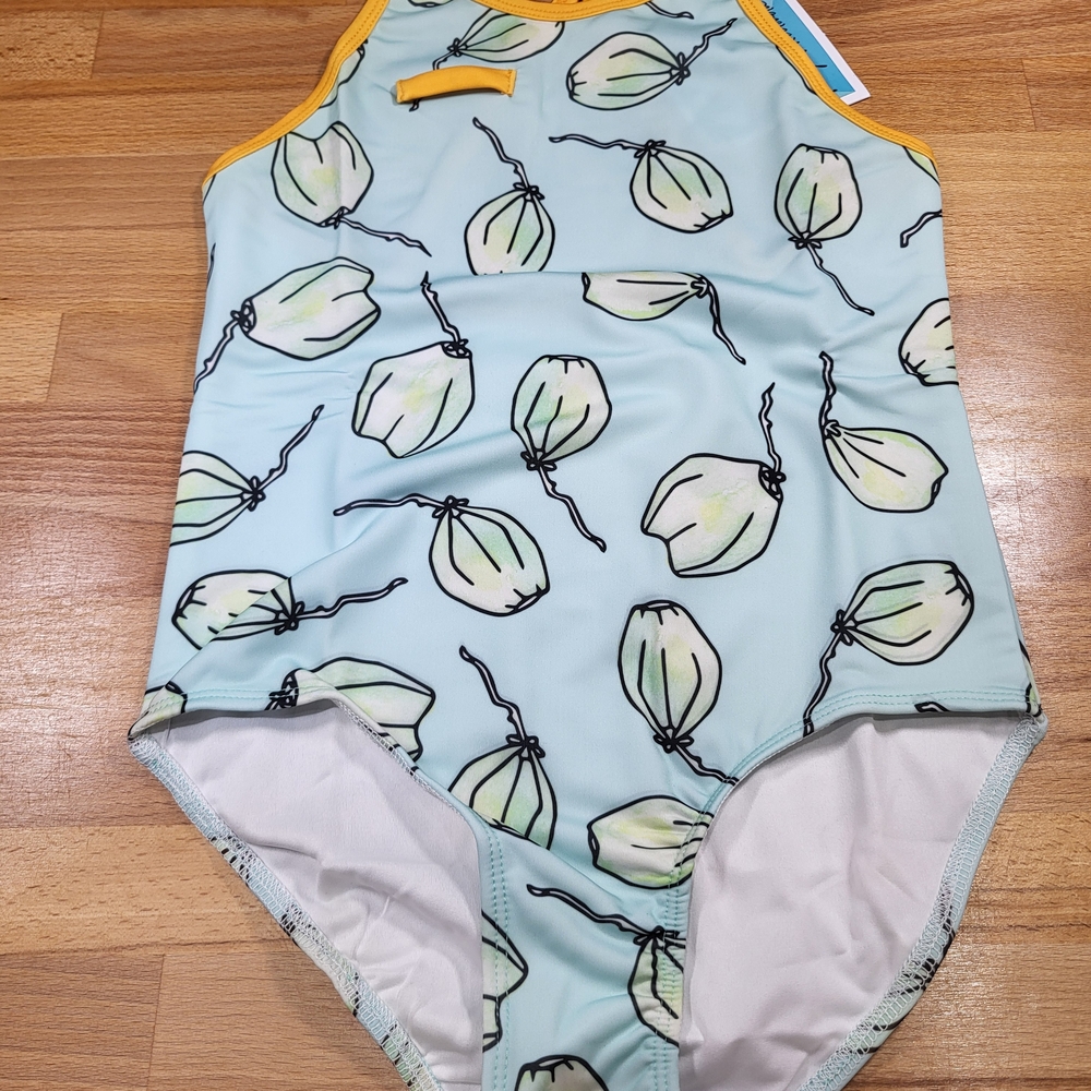 Nwt Girls Size 6 King Of Redonda Kids Swimsuit One Piece - Blue, Green, Orange